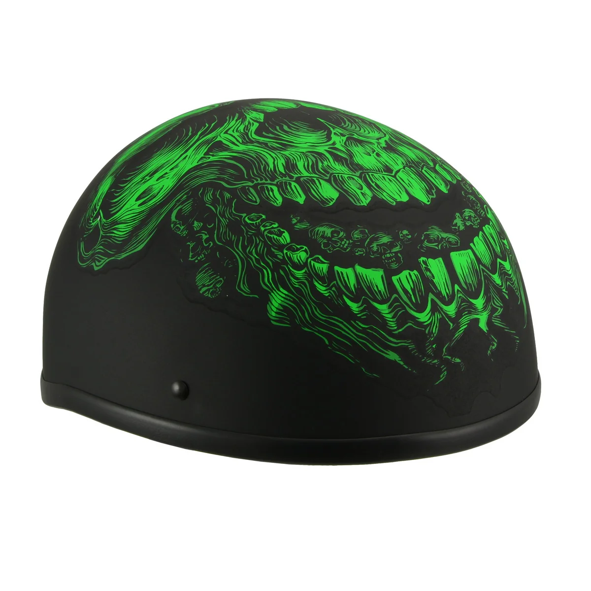 Pure Milwaukee Helmets MPH9773 Green Skeleton Matte Black DOT Half Helmet Long-Lasting