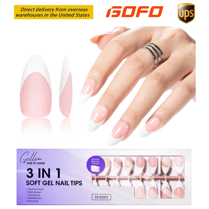 Elegant Gellen Soft Gel Nail Tips - 3 in 1 Professional Nail Enhancements Comfortable