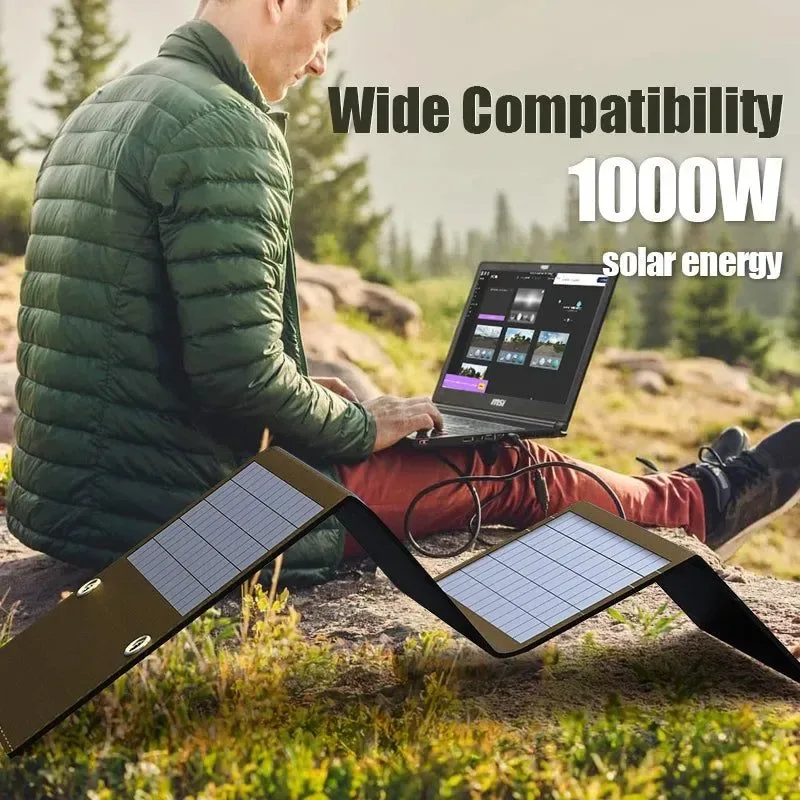 Fine Crafted 1000W Portable Folding Solar Panel Bag with USB DC Output – Outdoor Power Supply for Phones Generators Camping Fashionable