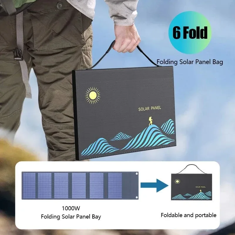 Soft 1000W Portable Folding Solar Panel with USB DC Output – Outdoor Power Supply for Camping Mobile Devices Generators Innovative
