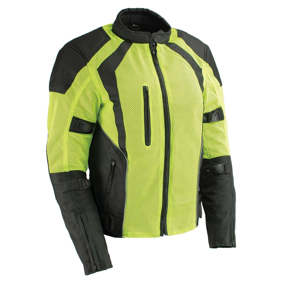 Verified Milwaukee Leather MPL2793 High Vis Green with Black Armored Textile Motorcycle Jacket for Women - All Season Mesh Jacket Solid
