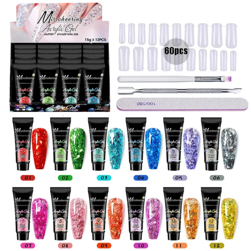 Sustainable Mischeering Complete Glitter Acrylic Gel Nail Kit Collection for Stunning Nails Exclusive