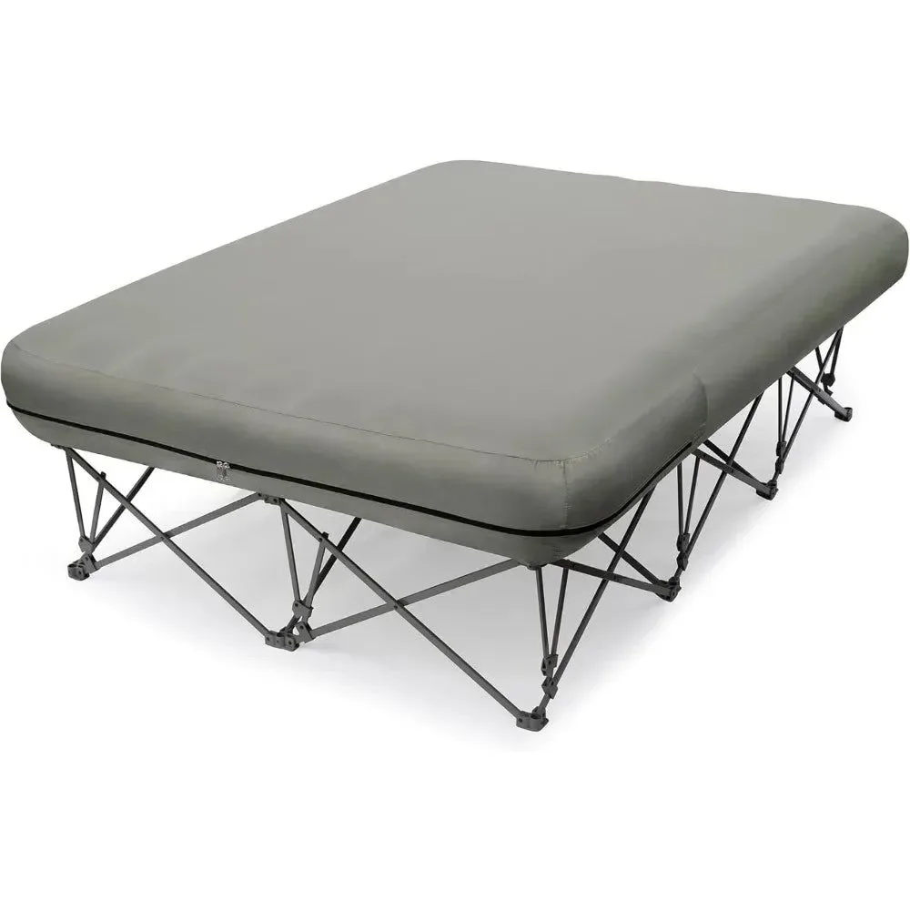 Stylish 2-Person Camping Cot with Inflatable Air Mattress – Folding Bed with 500 lb Capacity Carry Bag for Camping Home Use Soft