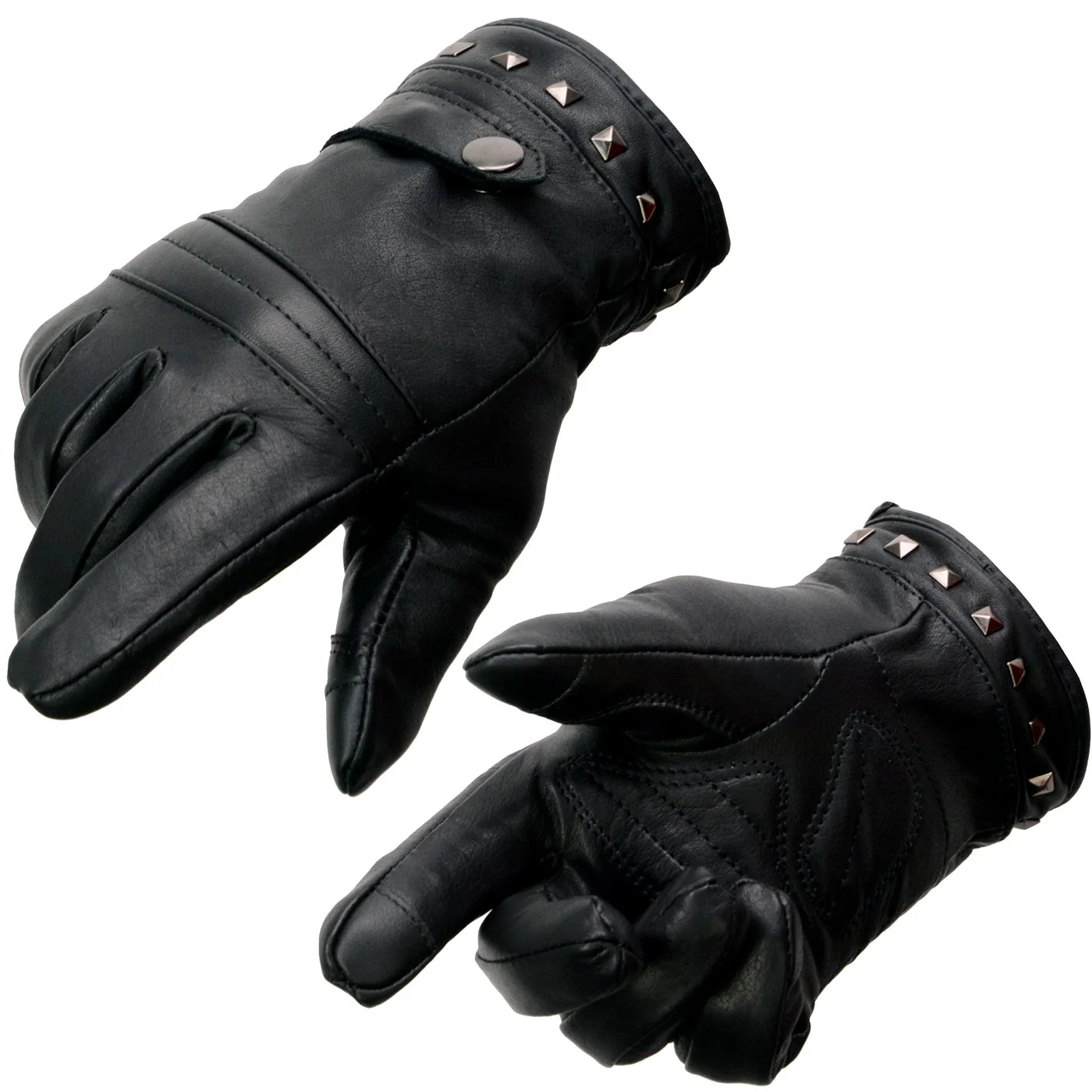 Smart Milwaukee Leather MG7755 Women's Black Leather I - Touchscreen Compatible Thermal Lined Motorcycle Gloves W Gel Palm Refined