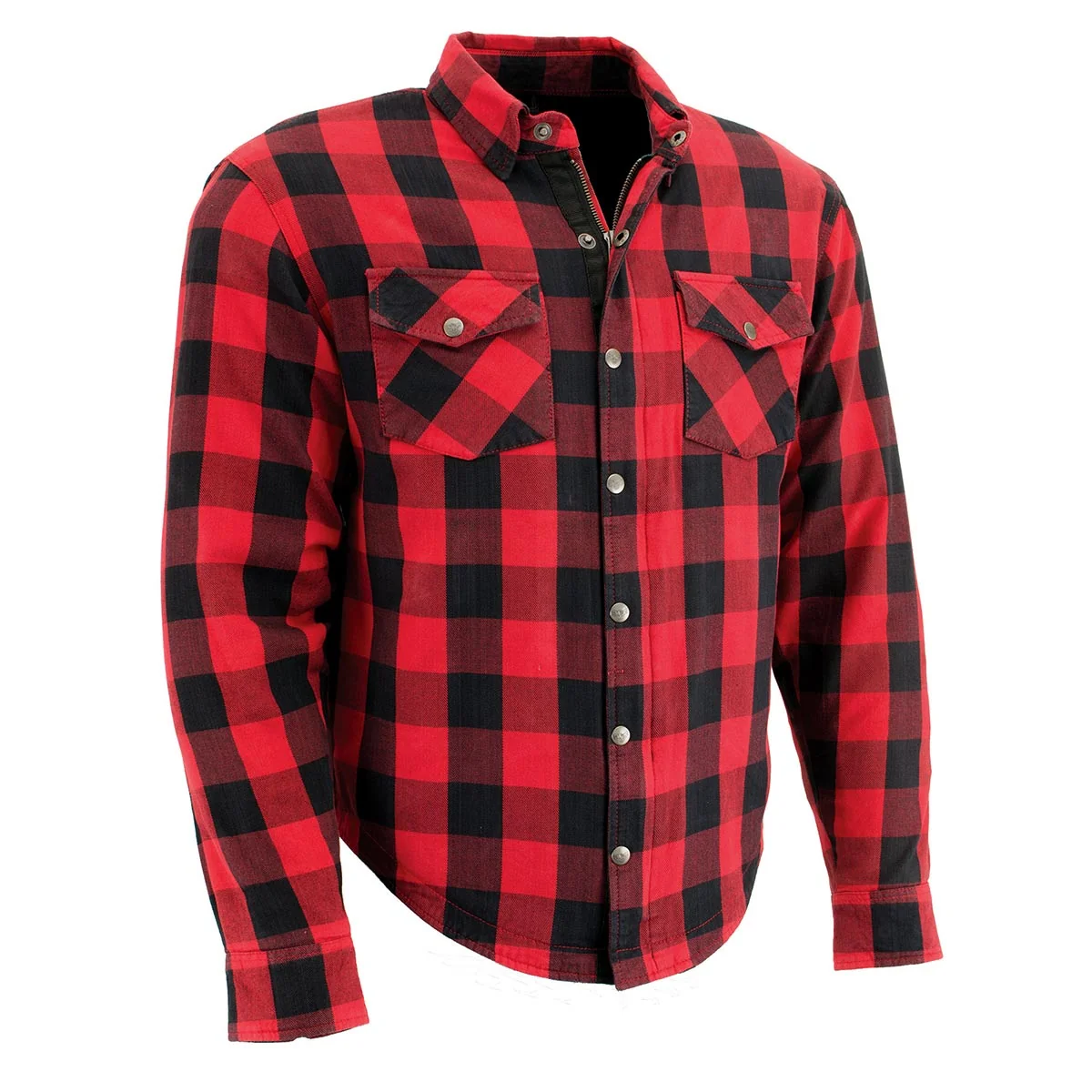 Outstanding Milwaukee Leather MPM1631 Men's Plaid Flannel Biker Shirt with CE Armor - Reinforced w Aramid Fiber Efficient