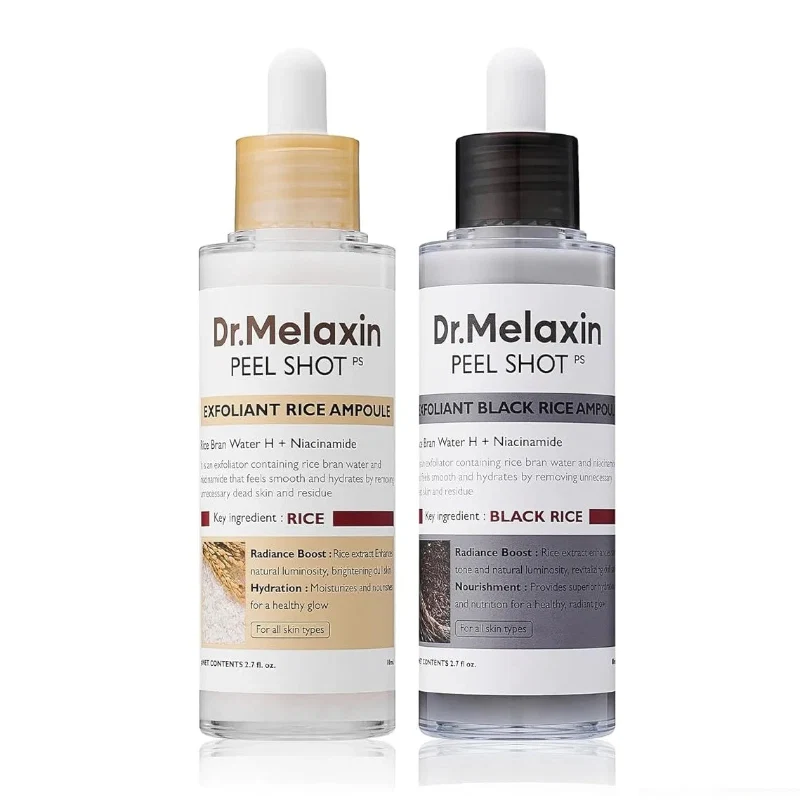 Durable DrMelaxin Peel Shot Ampoule - Revitalizing Serum with PS Rice Black Rice for Radiant Skin 2.7 fl oz Reusable