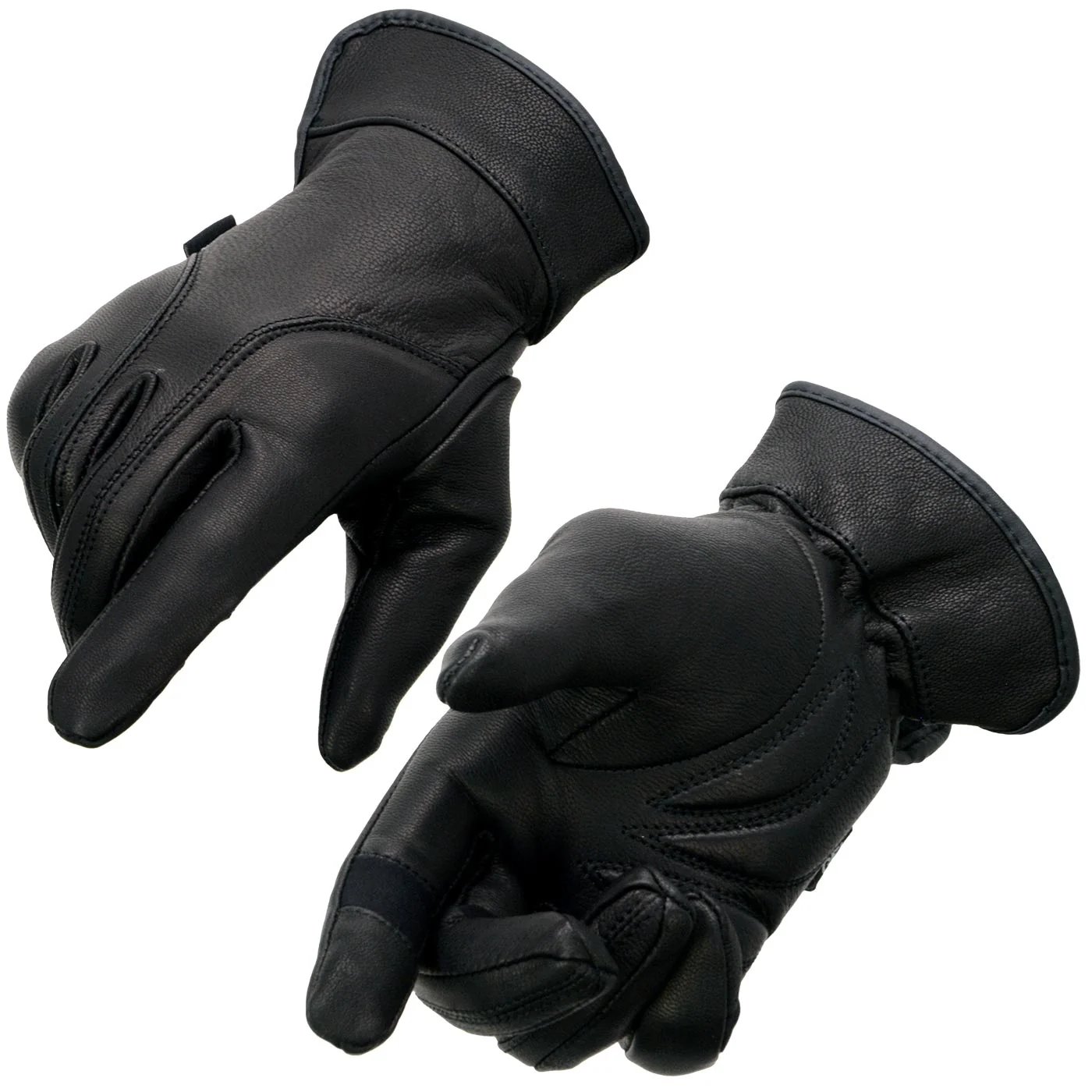 Artisan Milwaukee Leather MG7700 Women's Black Leather Gel Palm Lightweight Motorcycle Hand Gloves W Open Wrist Expansion Fashionable