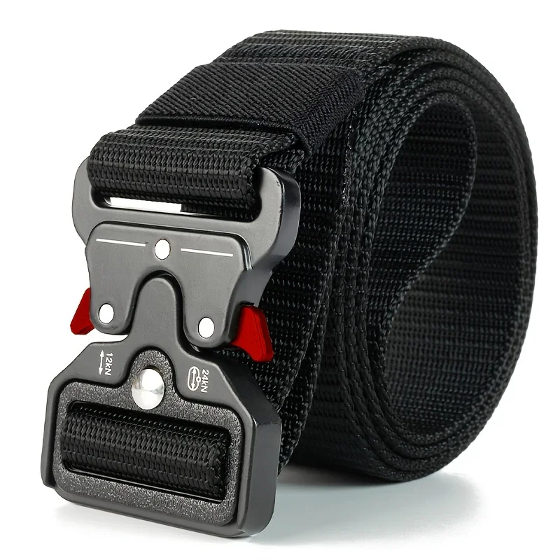 Quality Heavy Duty Tactical Nylon Webbing Belt with Metal Buckle Relaxed