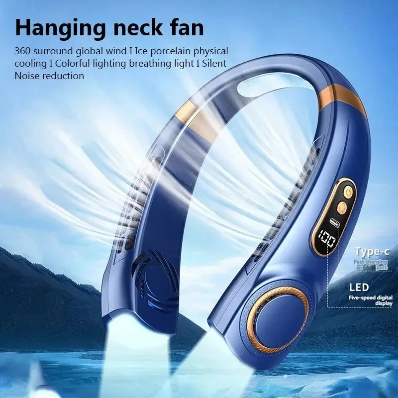 Dependable Portable Bladeless Halterneck Fan – USB Rechargeable Silent Hands- Cooling Trendy