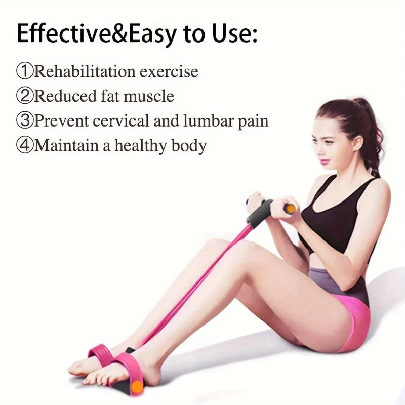 Quality Elastic Resistance Exercise Band with Foam Handle - Pedal Puller Fitness Tool Practical