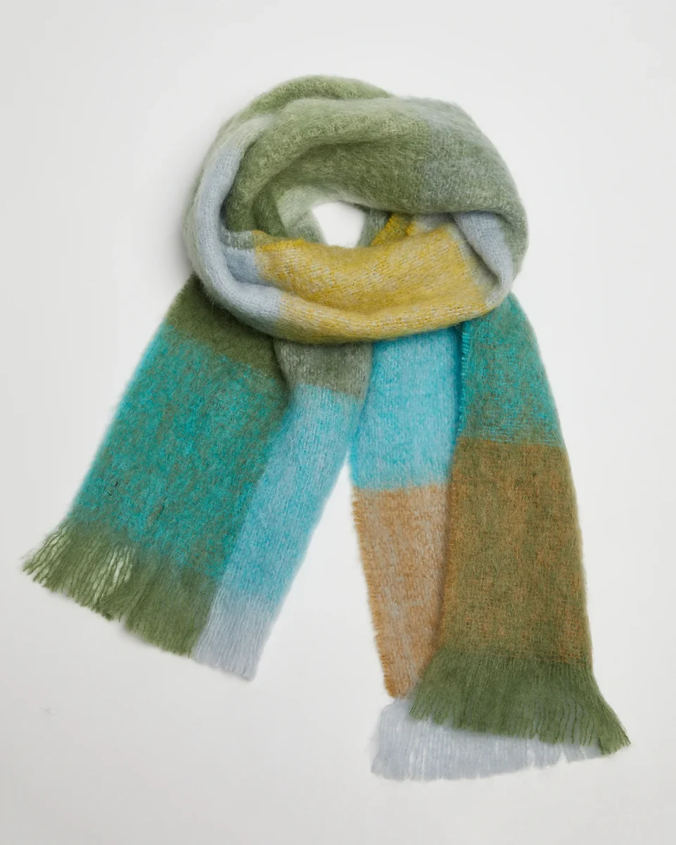 Enhanced Foxford Blue And Green Mohair Scarf Carefully Designed