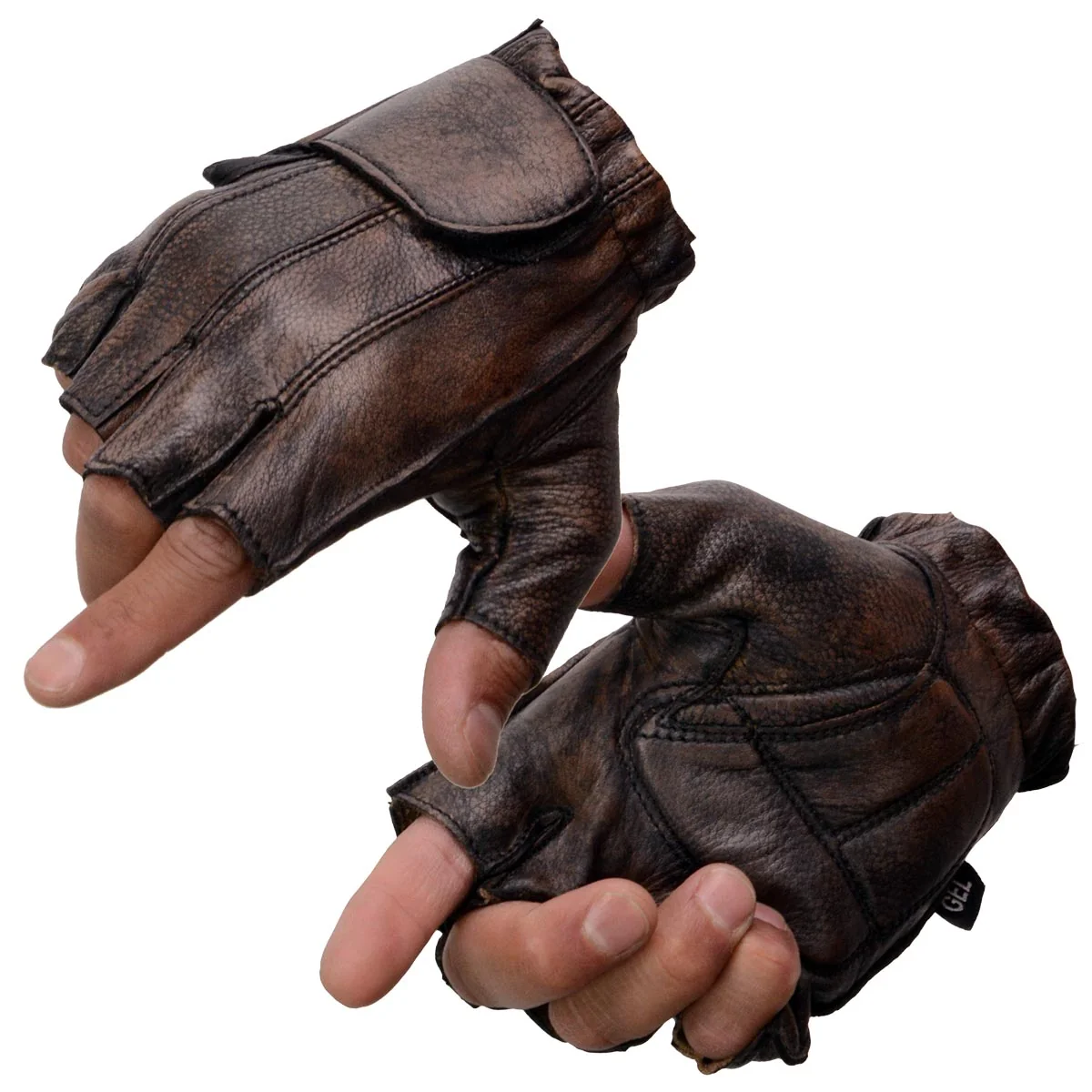Unique Milwaukee Leather MG7561 Men's Premium Brown Leather Gel Padded Palm Fingerless Motorcycle Hand Gloves Environmentally Friendly