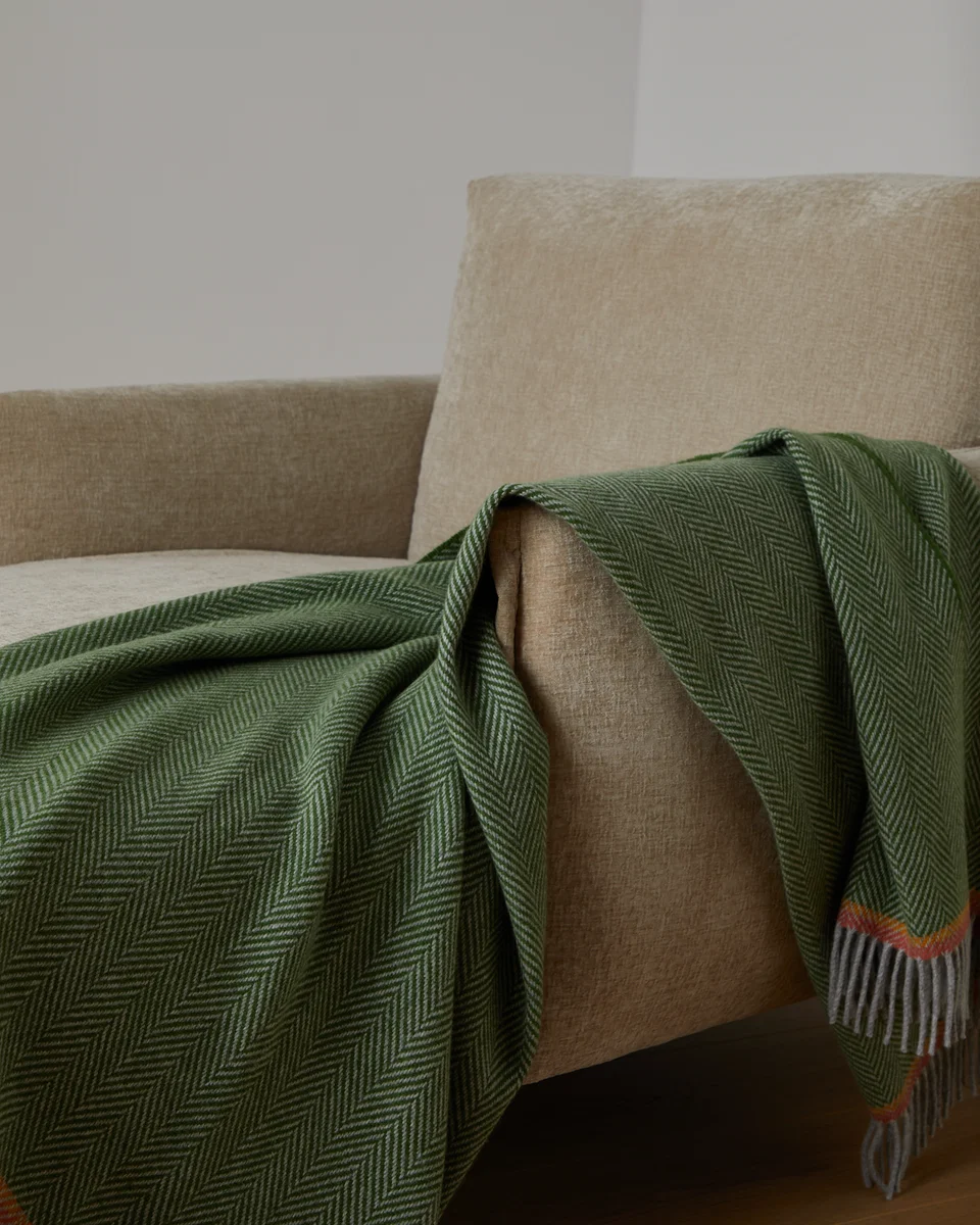 Clean Foxford Barrow Cashmere and Lambswool Throw Contemporary