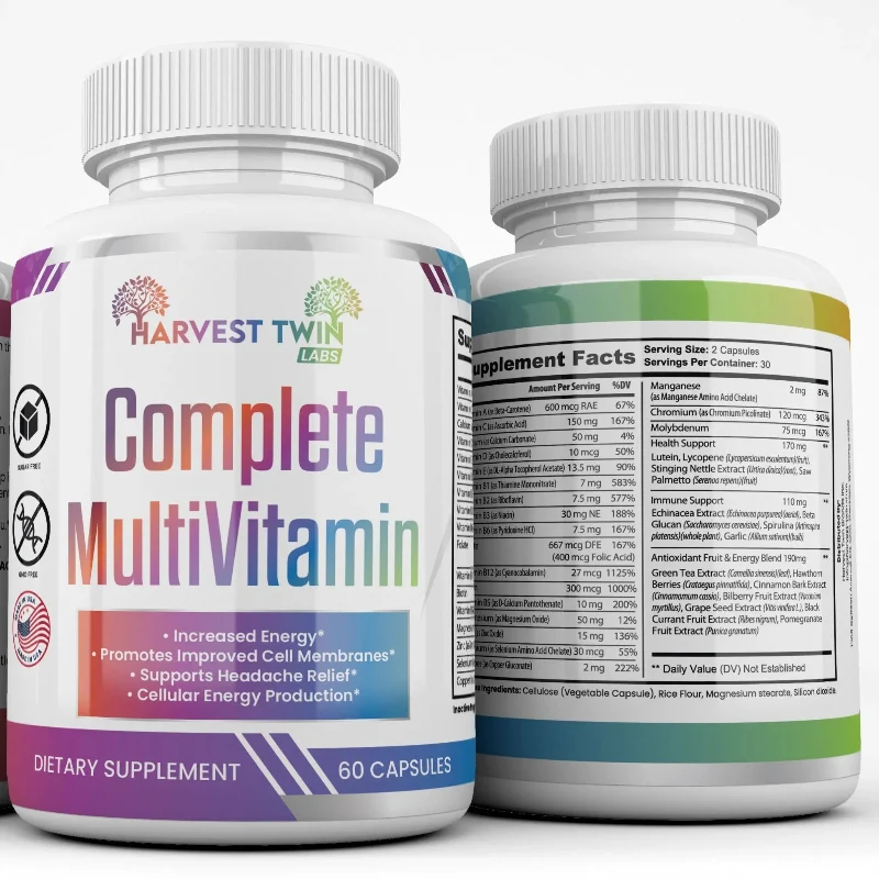 Detailed Harvest Twin Multivitamin Capsules - Complete Daily Nutritional Support 60 Capsules Traditional