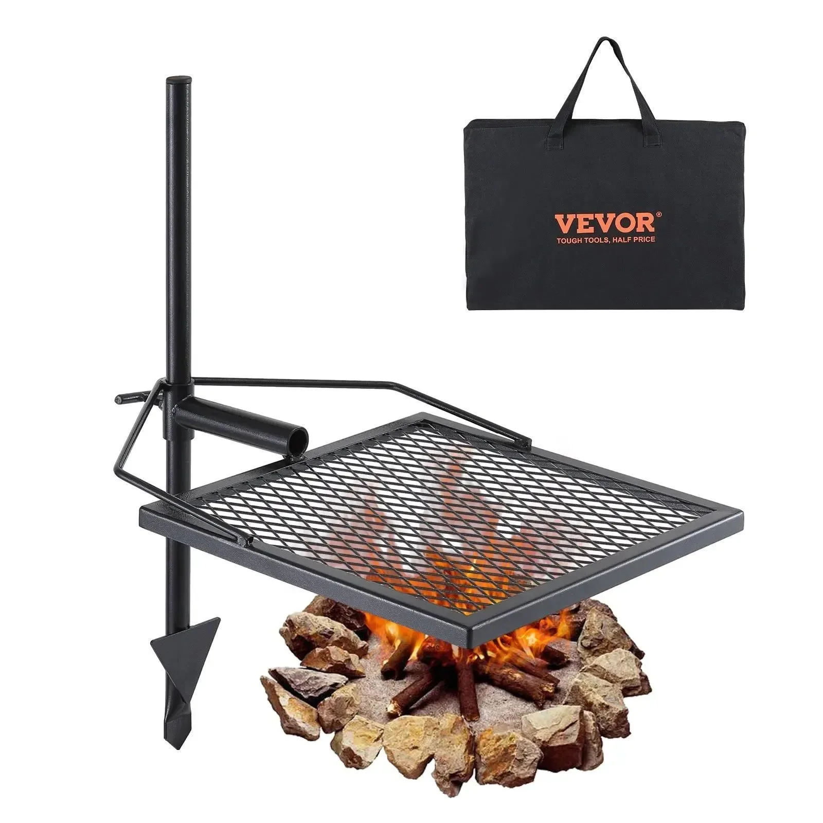 Superior 360° Swivel Campfire Grill – Heavy Duty Adjustable Cooking Grate for Open Fire Elegant
