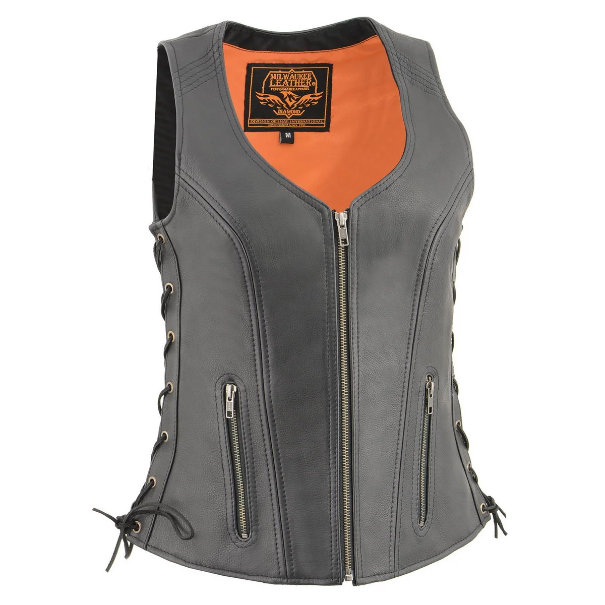 Expertly Made Milwaukee Leather MLL4532 Women's Side Laced Premium Black Leather Motorcycle Rider Vest w Cool-Tec Leather Treatement Professional