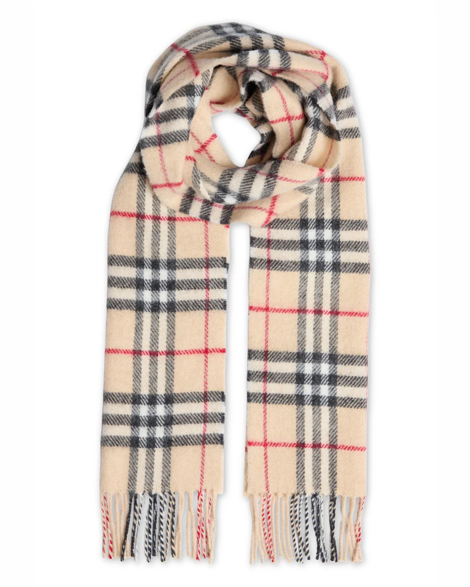 Clean Foxford Fawn Check Lambswool Scarf Luxury