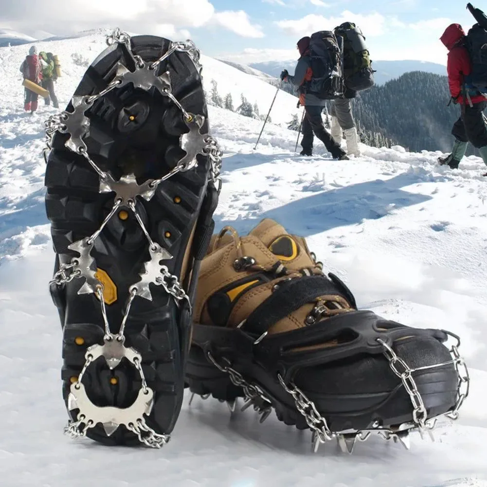 Innovative 24-Tooth Ice Crampons - Lightweight Stainless Steel Snow Grips with Carry Bag for Hiking Winter Running Safe
