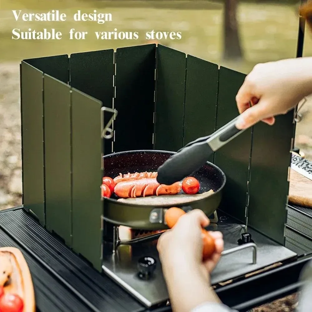 Secure Foldable Portable Cassette Stove Wind Deflector – Camping Windshield Enclosure for Gas Stoves Efficient