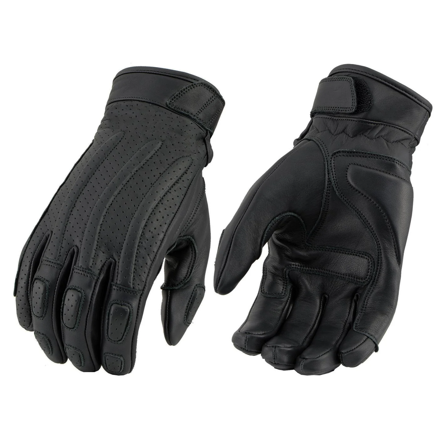 Flexible Milwaukee Leather MG7526 Men's Black Leather i-Touch Screen Compatible Gel Palm Racer Motorcycle Gloves w Finger Protection Durable