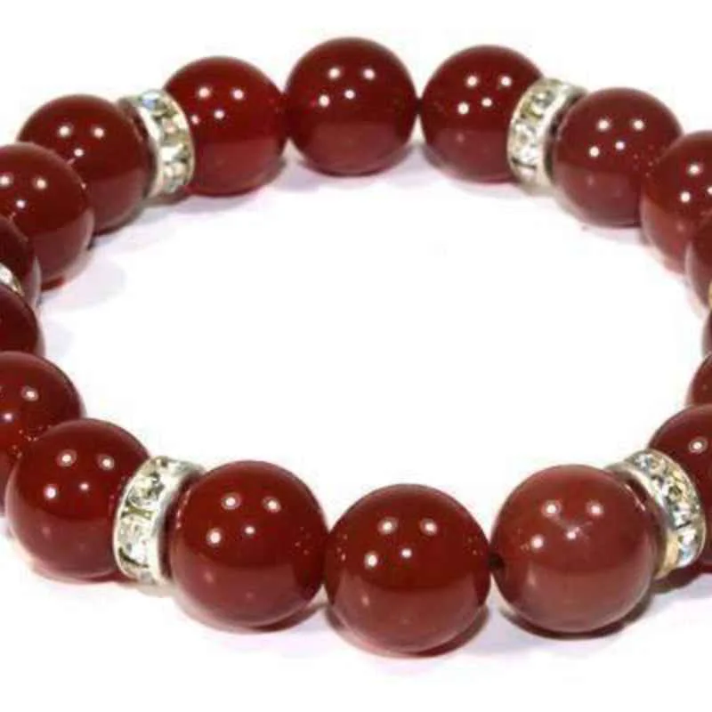 Responsible Red Beaded Bracelet Silver Spacer Accent Design Long-Lasting