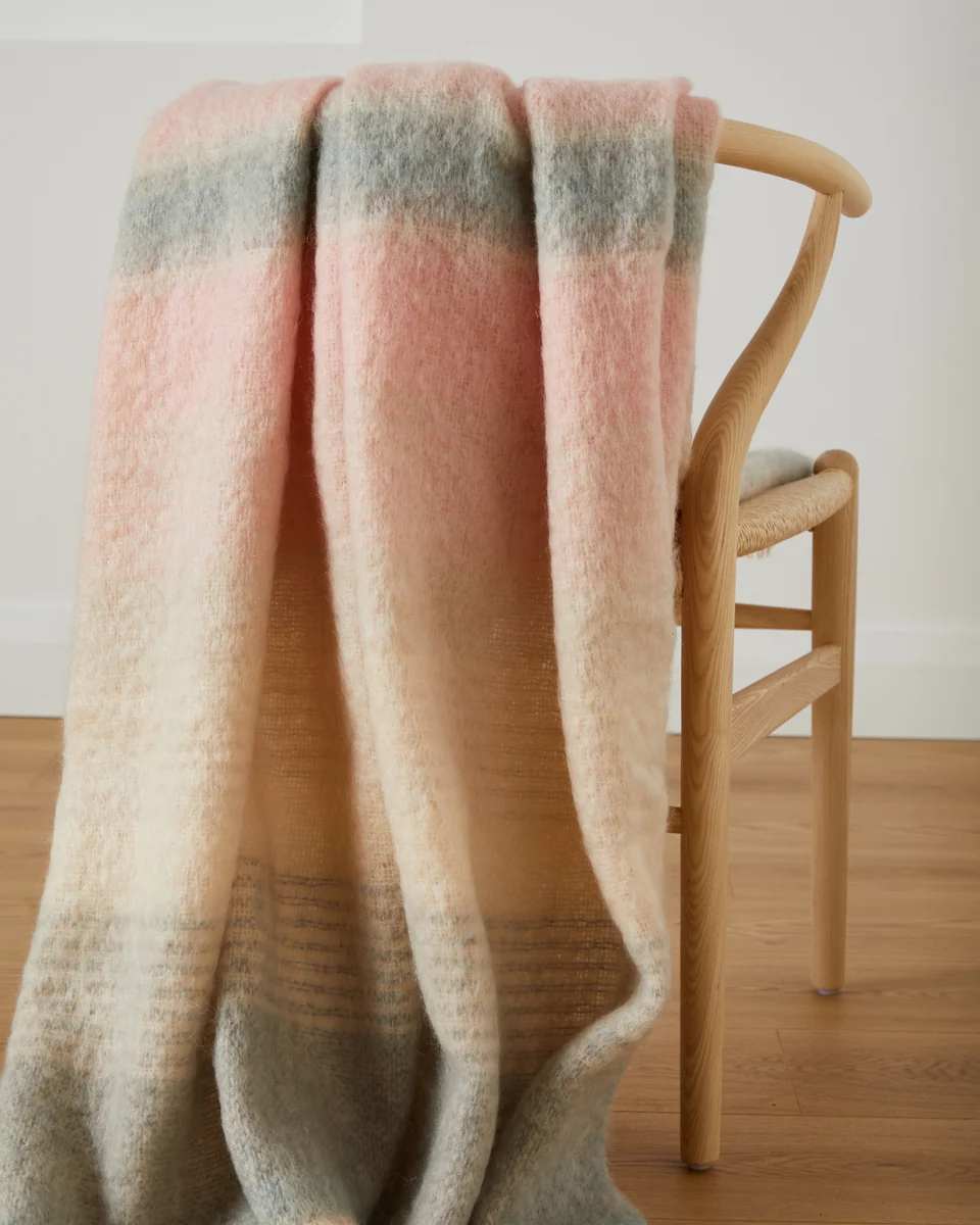Natural Foxford Heather Mohair Throw Solid