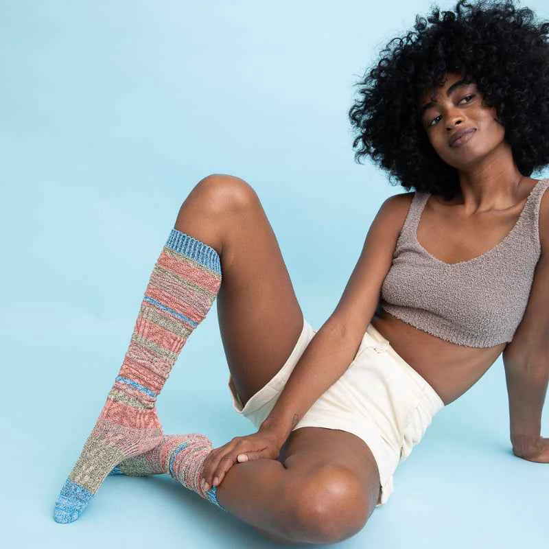 Breathable Multicolor Knit Long Socks Stretch Comfortable Casual Wear Efficient