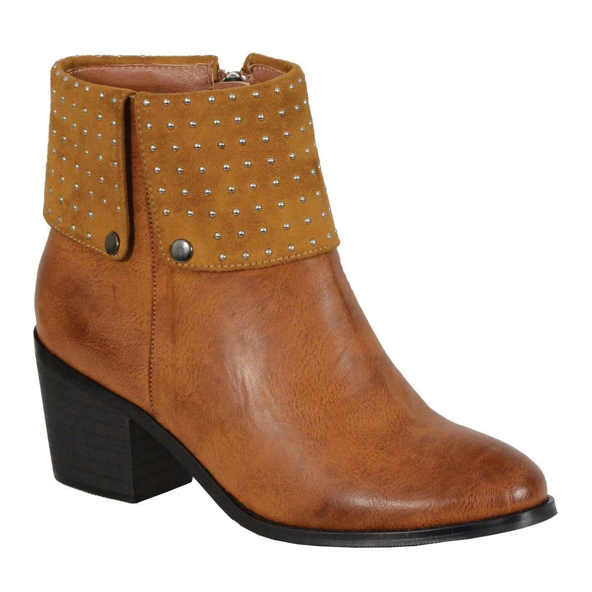 Traditional Milwaukee Leather MBL9401 Women's Short Cognac Round Toe Boots with Inside Zipper Original Design