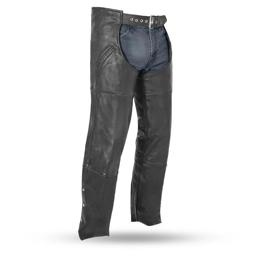 Relaxed First Manufacturing FMM830BM Unisex Nomad Black Leather Motorcycle Chaps Consistent