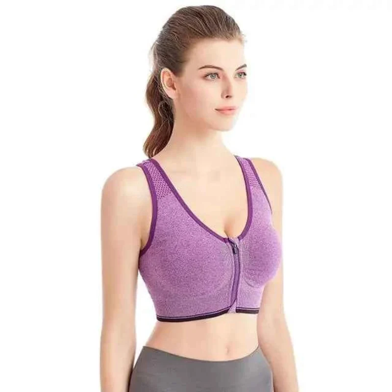 Secure Flint s Zip Front Sports Bra – Wireless Workout Crop Bra for Women Specialty