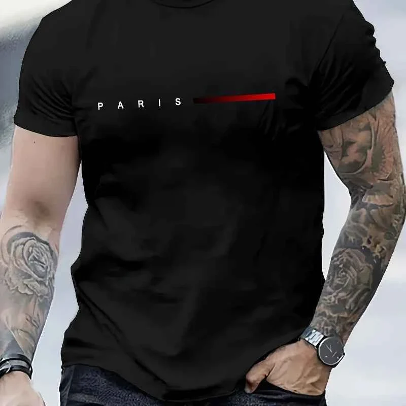 Flexible Paris Minimalist Logo T-shirt – Stylish Casual Wear for Men Black White Options Premium