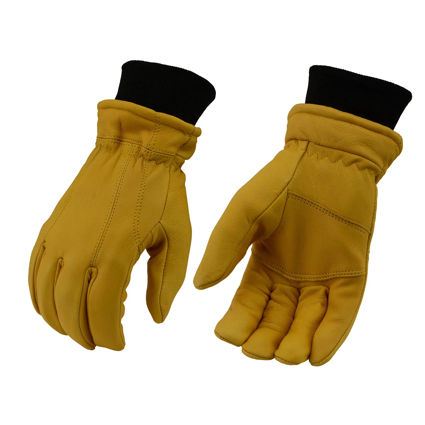 World-Class M Boss Motorcycle Apparel BOS37546 Men's Yellow and Black Full Grain Deerskin Leather Motorcycle Gloves Fine Crafted