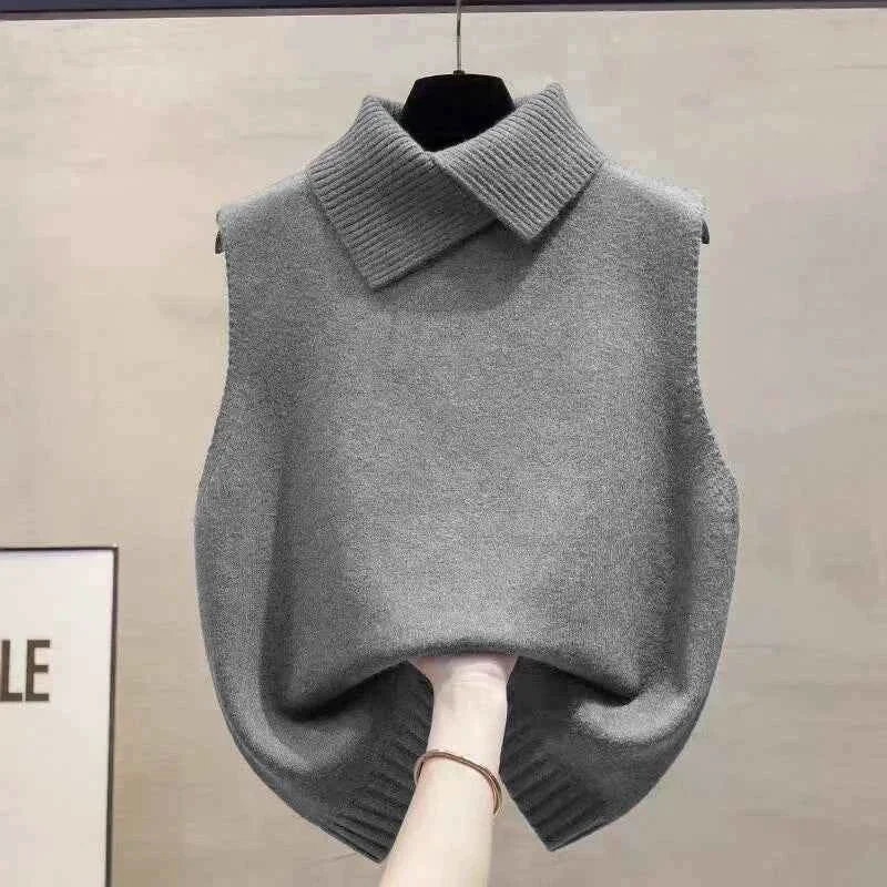 Reusable Knitted Sleeveless Turtleneck Vest – Stylish Casual Wear for Women Multi-Color Options High-Grade