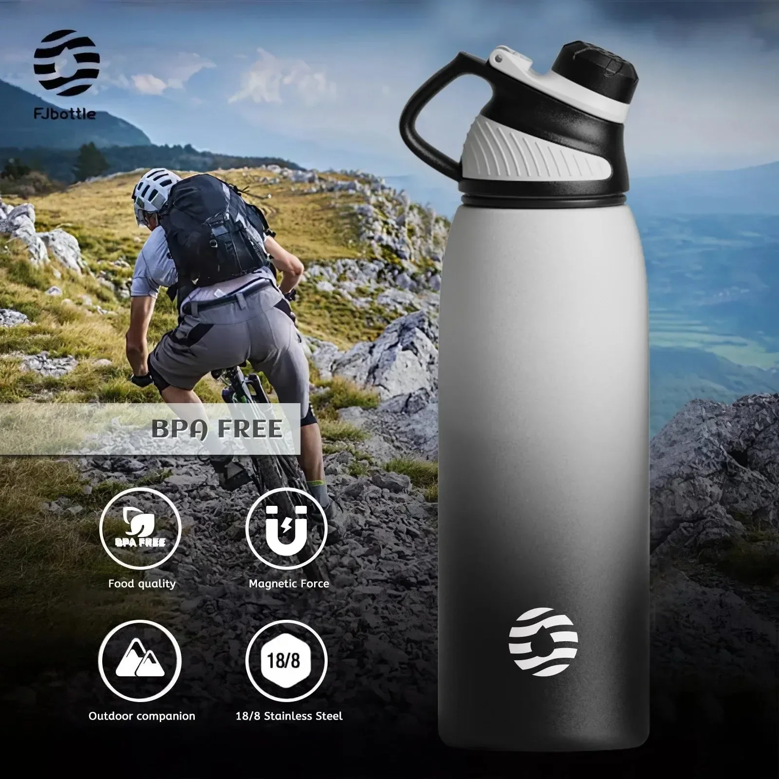 Smart 1500ml Stainless Steel Vacuum Flask – Magnetic Lid 24-Hour Cold 12-Hour Hot Insulation for Sports Outdoor Use Soft