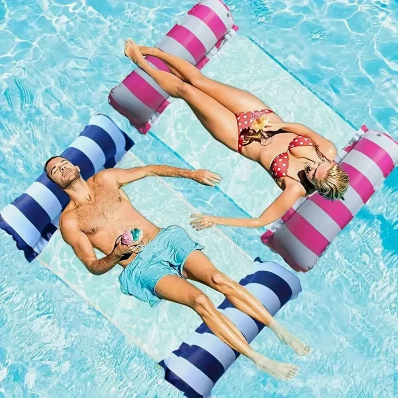 Contemporary Floating Pool Lounge with Mesh Center – Inflatable Swim Chair for Adults Kids Fast