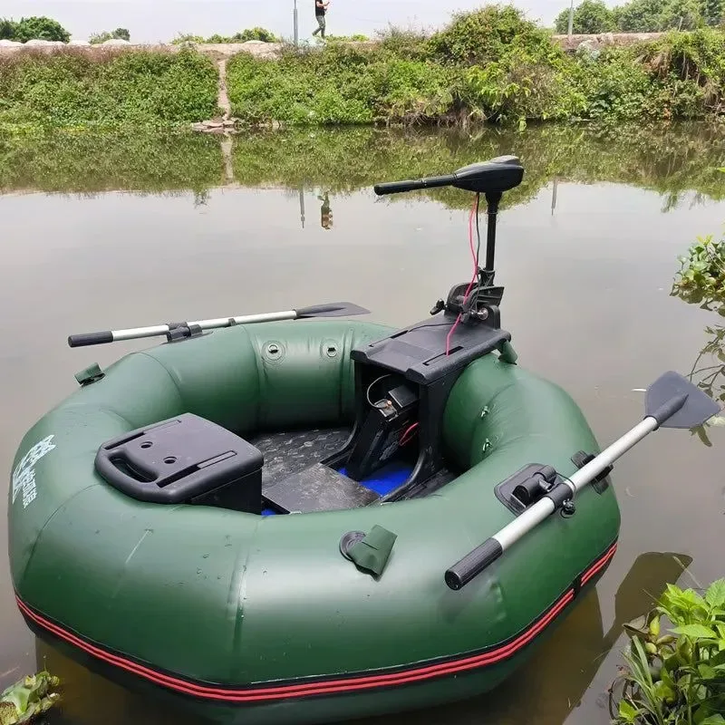 Expertly Made 2-Minute Foldable Inflatable Fishing Boat with Electric Motor Port 250kg Capacity Solo Pontoon Raft Powerful