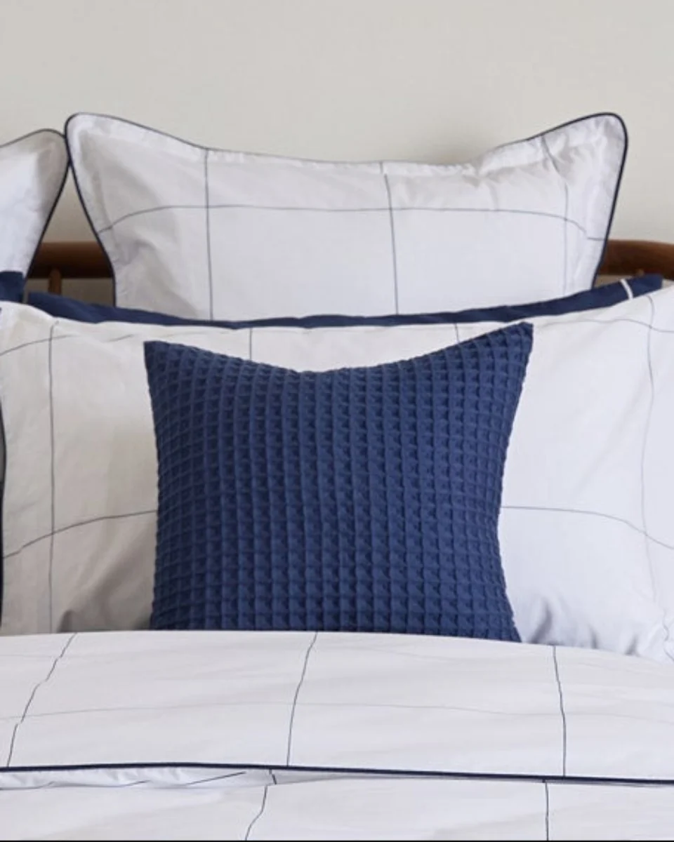 First-Class Foxford Honeycomb Cushion Navy- Small Authentic