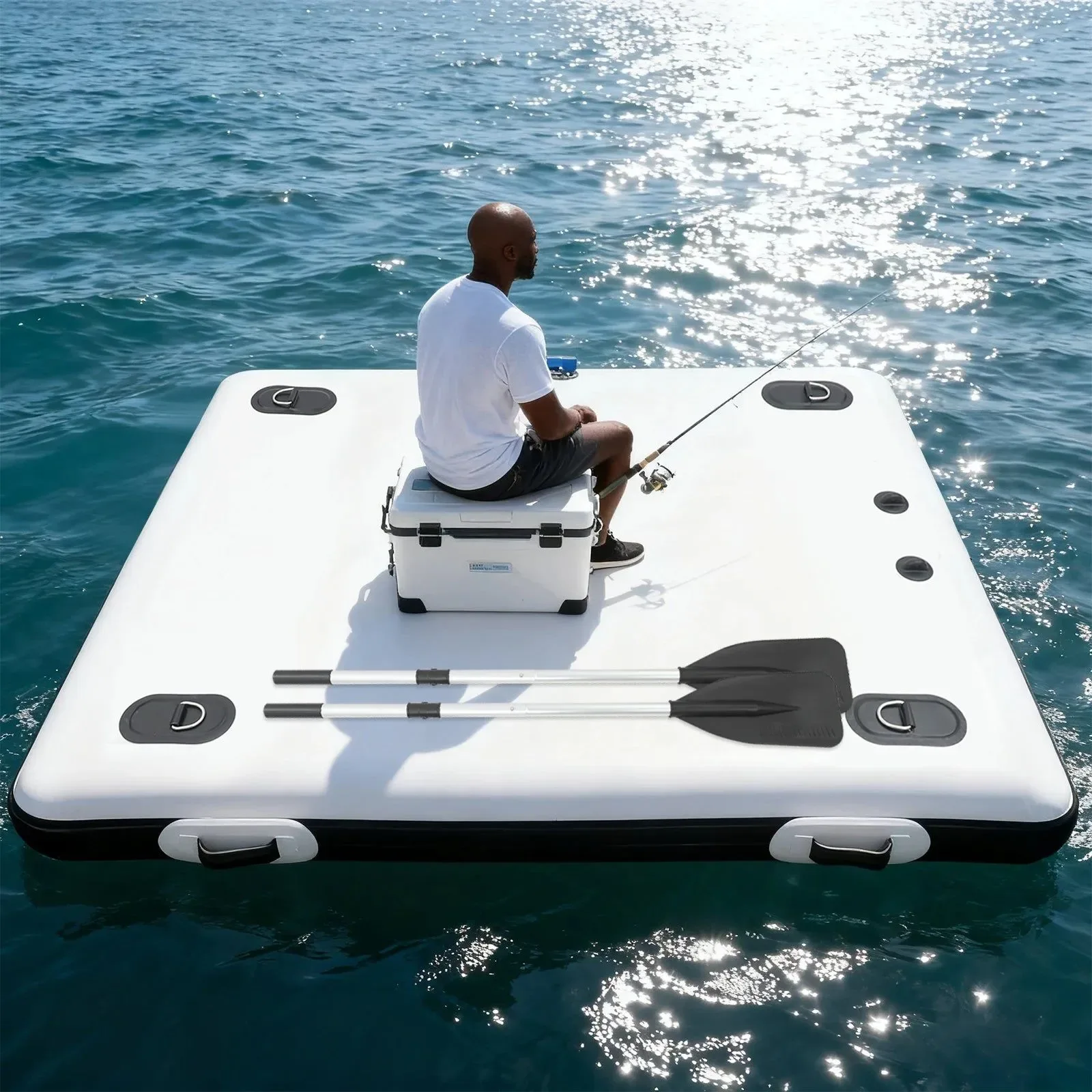 Fine Inflatable Floating Platform 400kg Capacity Portable Pontoon for Fishing Yoga Water Activities Elite