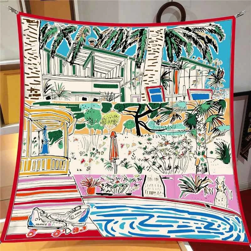 Clean Set of 8 Silk Scarves – Colorful Artistic Prints for Women Healthy