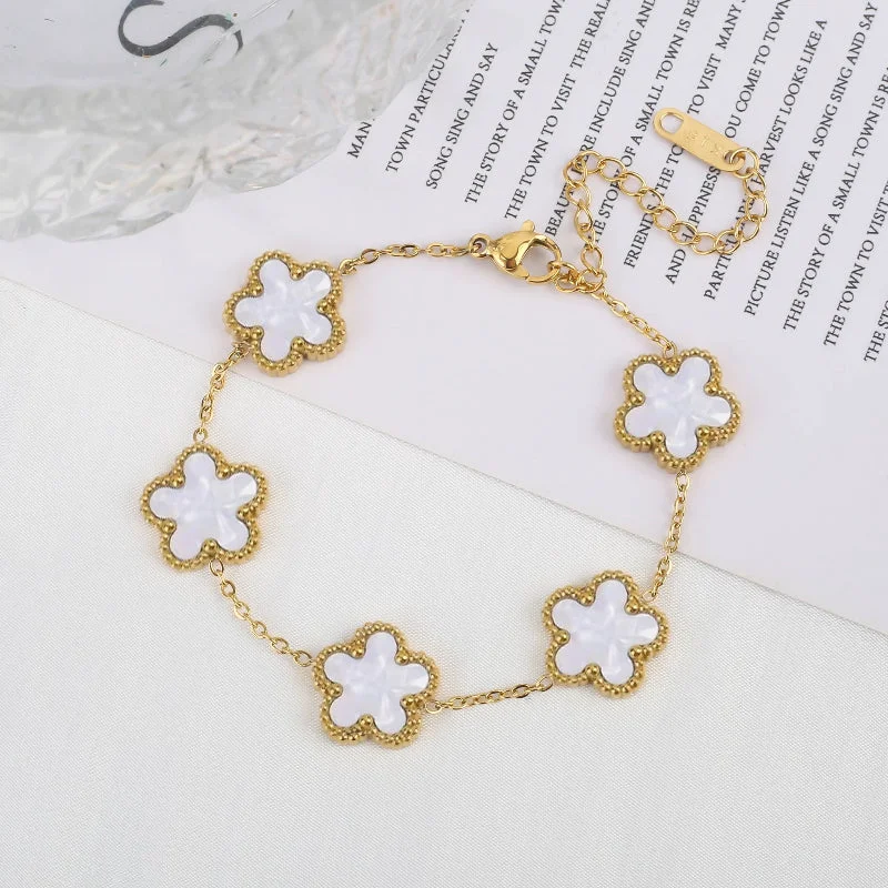 Specialty Clover Charm Bracelet Set – Gold-Tone Chain Bracelets with Multi-Color Clover Charms Premium
