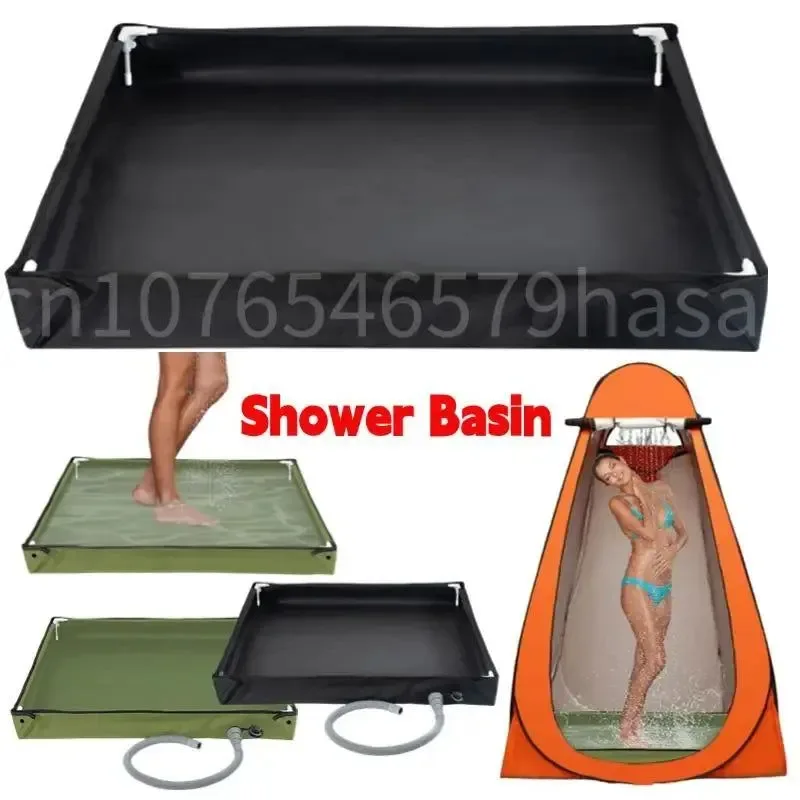 Durable Portable Shower Tray Floor Base 80cm Foldable Camping Shower Pan Pet Bath Basin Minimalist