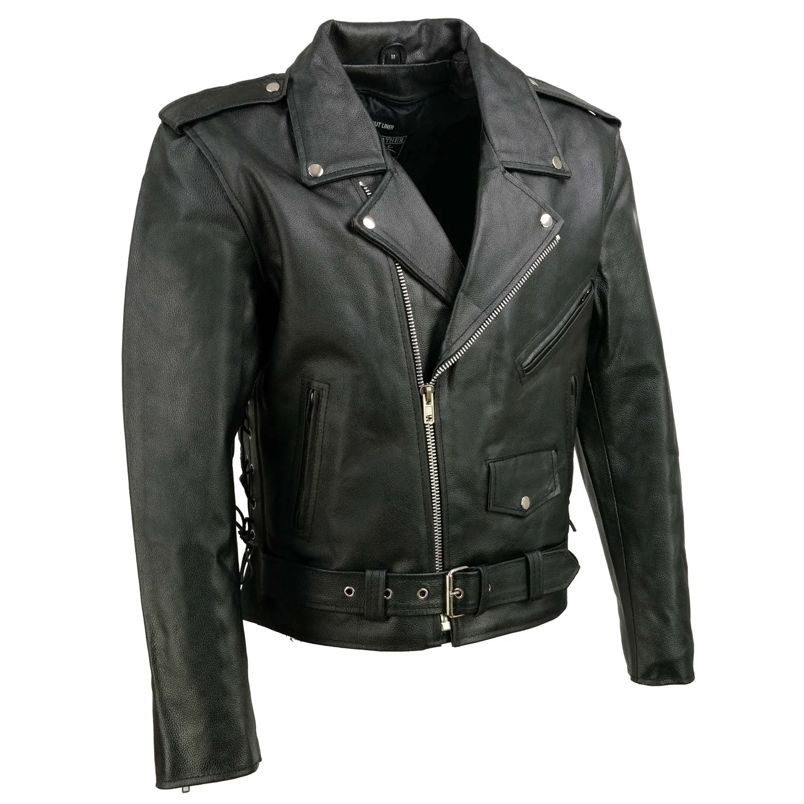 Original Event Leather EL5411 Men's Black Classic Side Lace Motorcycle Leather Jacket – Motorcycle Riding Jackets Verified