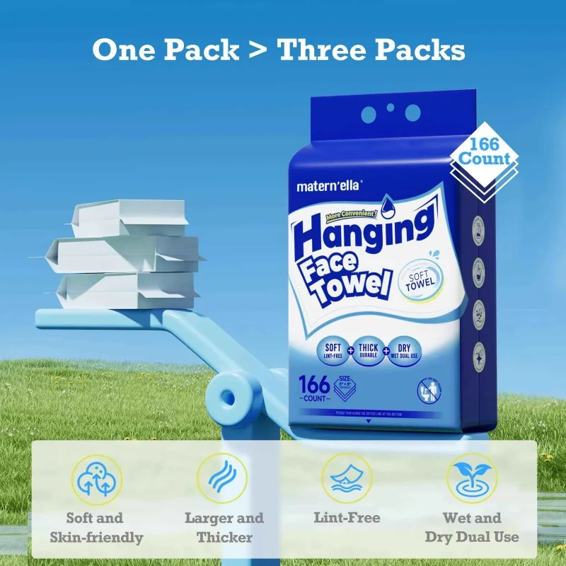 Exclusive Matern'ella Hanging Face Towel – Blue Pull-Out Face Towel Pack Optimized