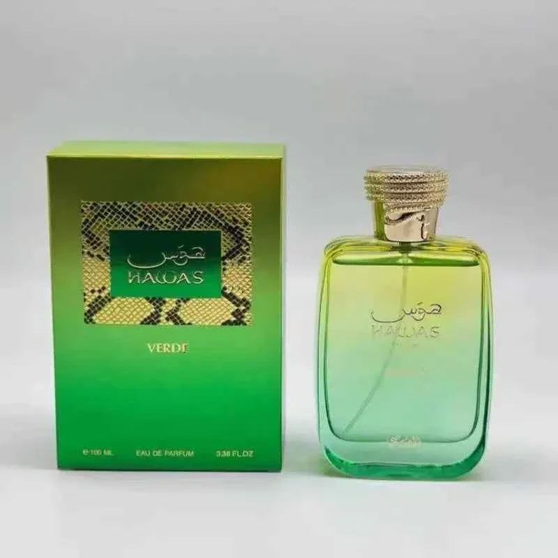 Stylish HAAQAS Verde Eau de Parfum 100ml – Green Perfume with Gold Cap Clean