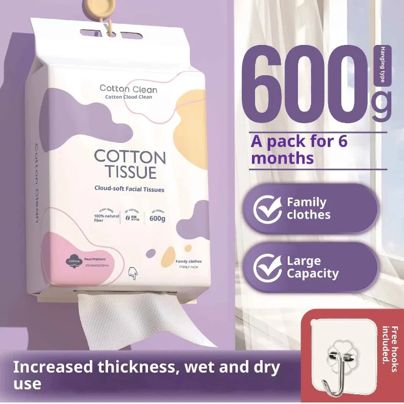 Artisan Cotton Clean Cotton Tissue 600g – Cloud-Soft Hanging Facial Tissues with Hooks Trendy