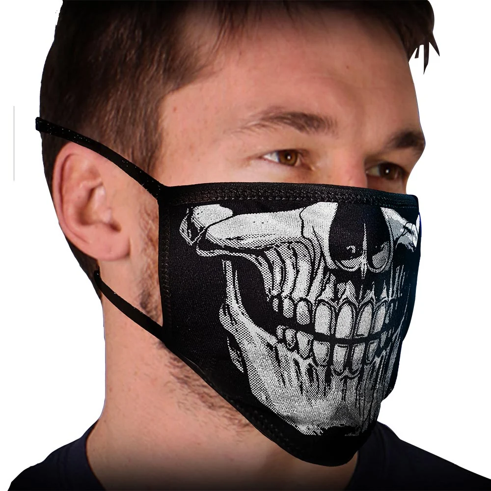 Crafted Milwaukee Leather FMD1013 Men's 'Skull Face' 100 Cotton Protective Face Mask with Optional Filter Pocket Organic