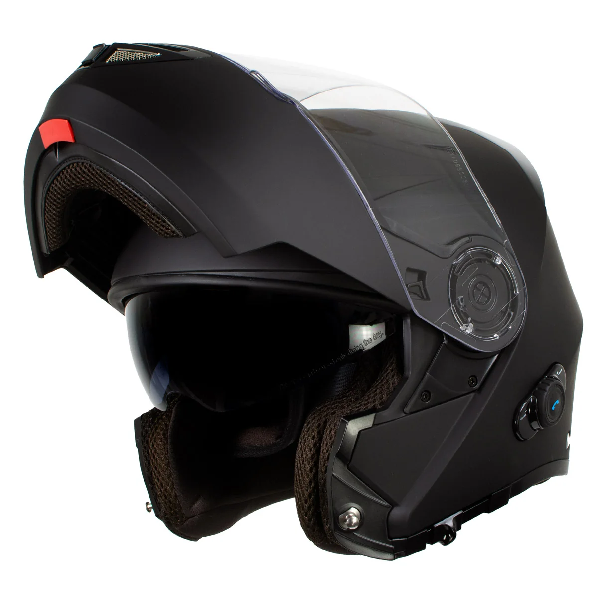 Premium Milwaukee Helmets H7005 Flat Black Mayday Modular Full Face Wireless Motorcycle Helmet-Stream Music-Phone Calls Unique