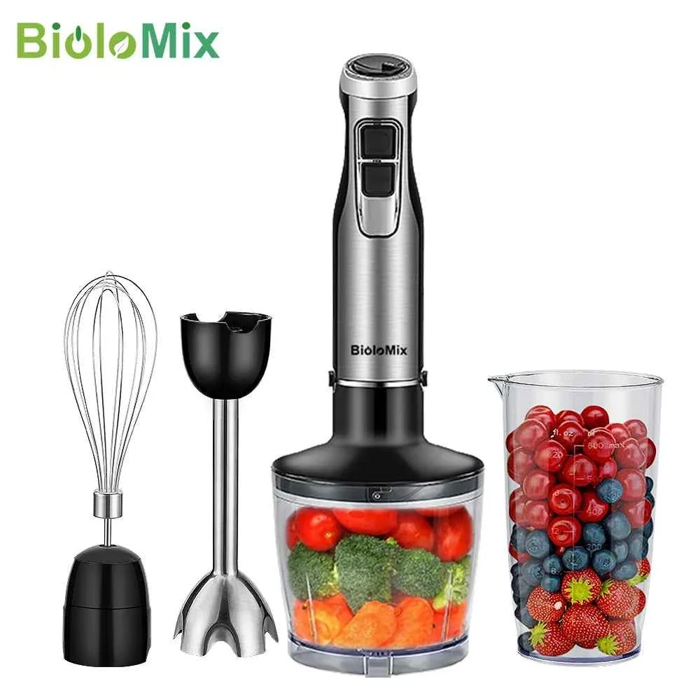 Optimized BioloMix 4-in-1 1200W Immersion Hand Stick Blender with Chopper Whisk Smoothie Cup and US Plug Effective