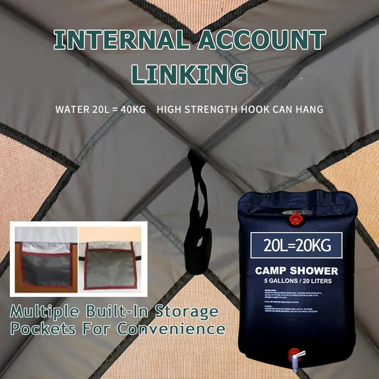 Contemporary Double Layer Pop-Up Shower Tent Instant Privacy Shelter for Camping Beach Toilet Flexible