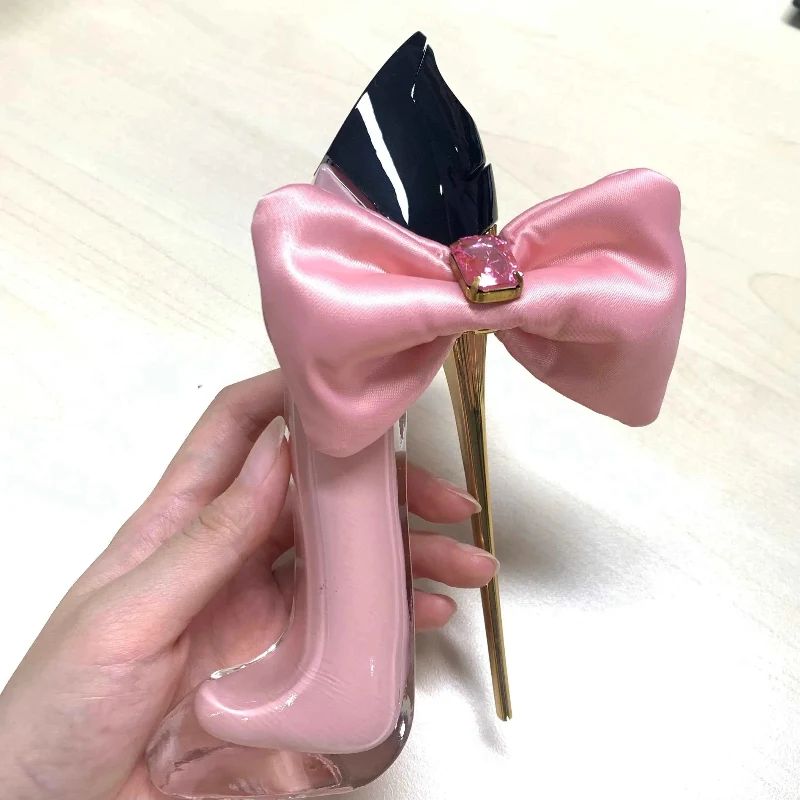 Fashionable High Heel Perfume Bottle with Bow Design – Pink Shoe Style Fragrance Bottle Genuine